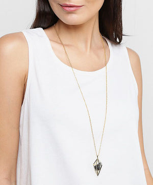 Diamond Stone Necklace - Gold - White Quartz