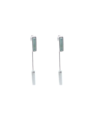 Linear Earrings - Rhodium - Aquamarine