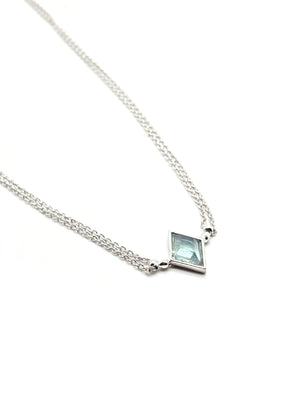 Euclidean Necklace - Rhodium - Aquamarine