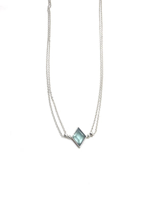 Euclidean Necklace - Rhodium - Aquamarine