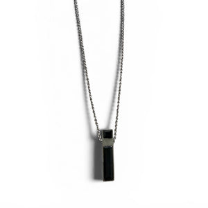 Linear Necklace - Rhodium - Onyx