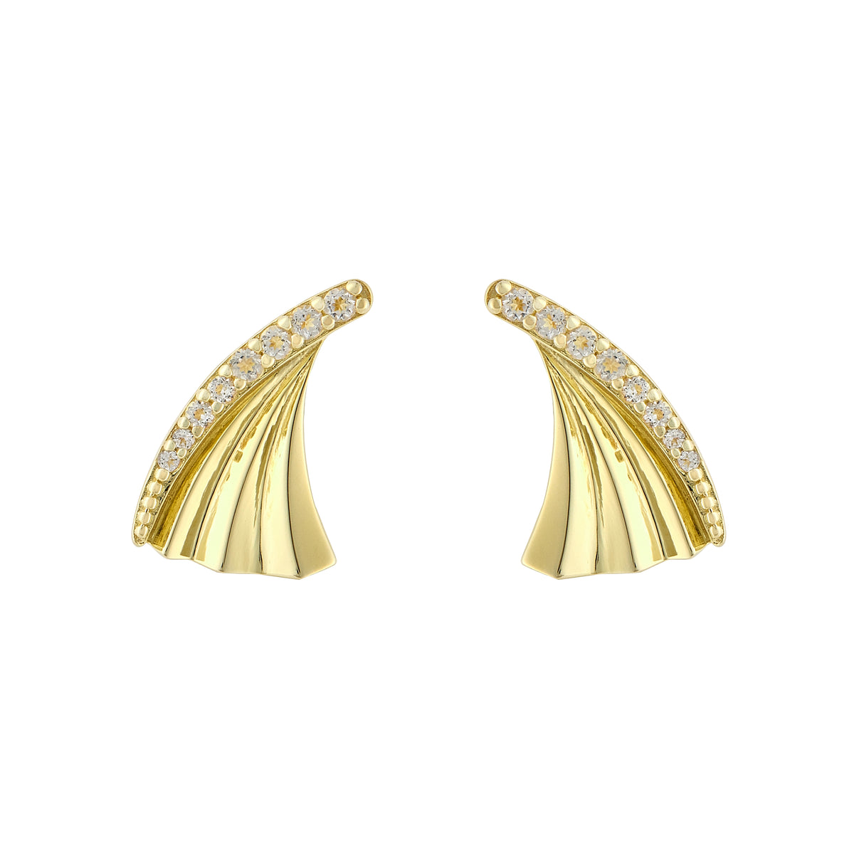 Folded Pleats Two-way Earrings - Gold