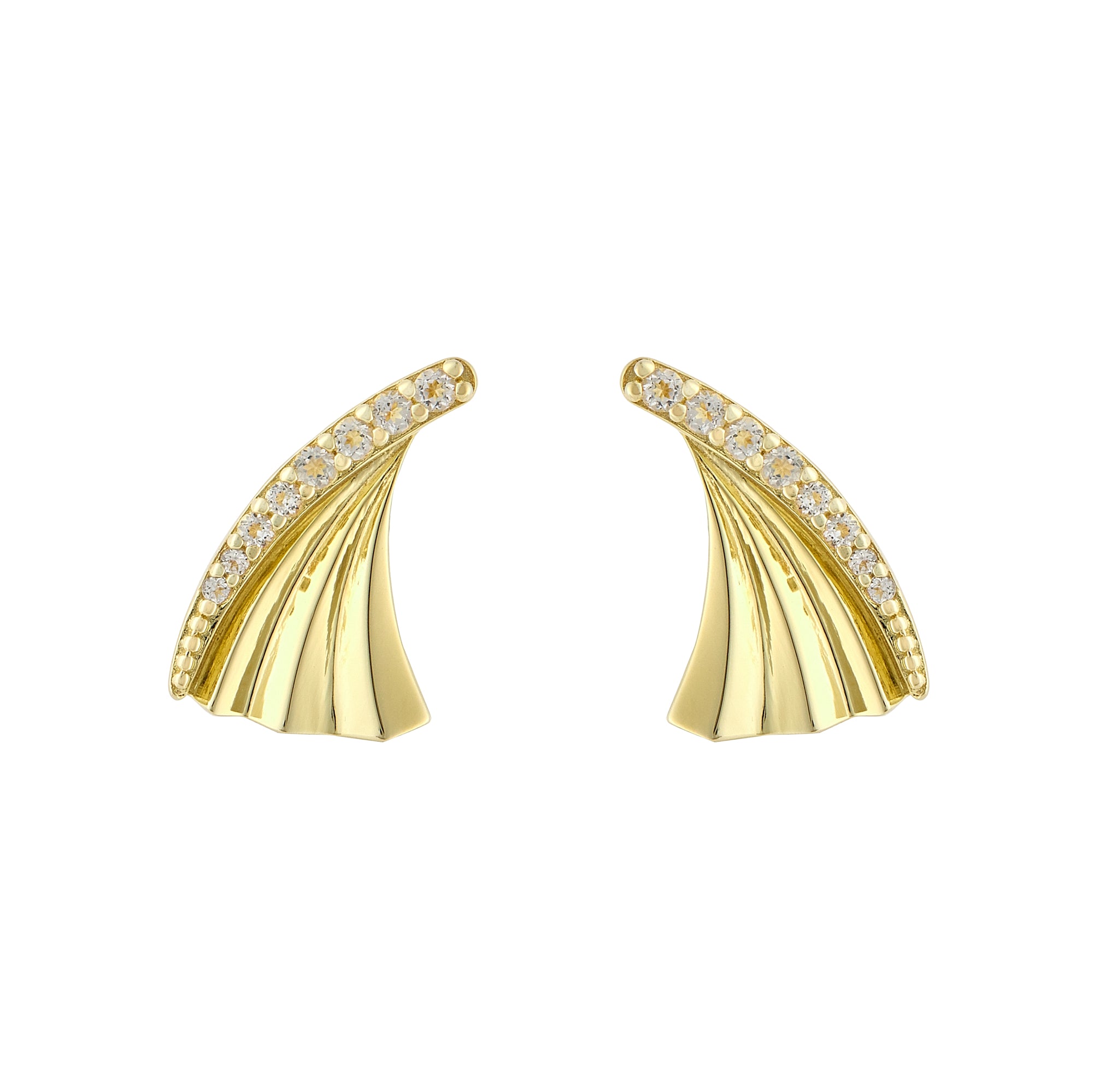 Folded Pleats Two-way Earrings - Gold