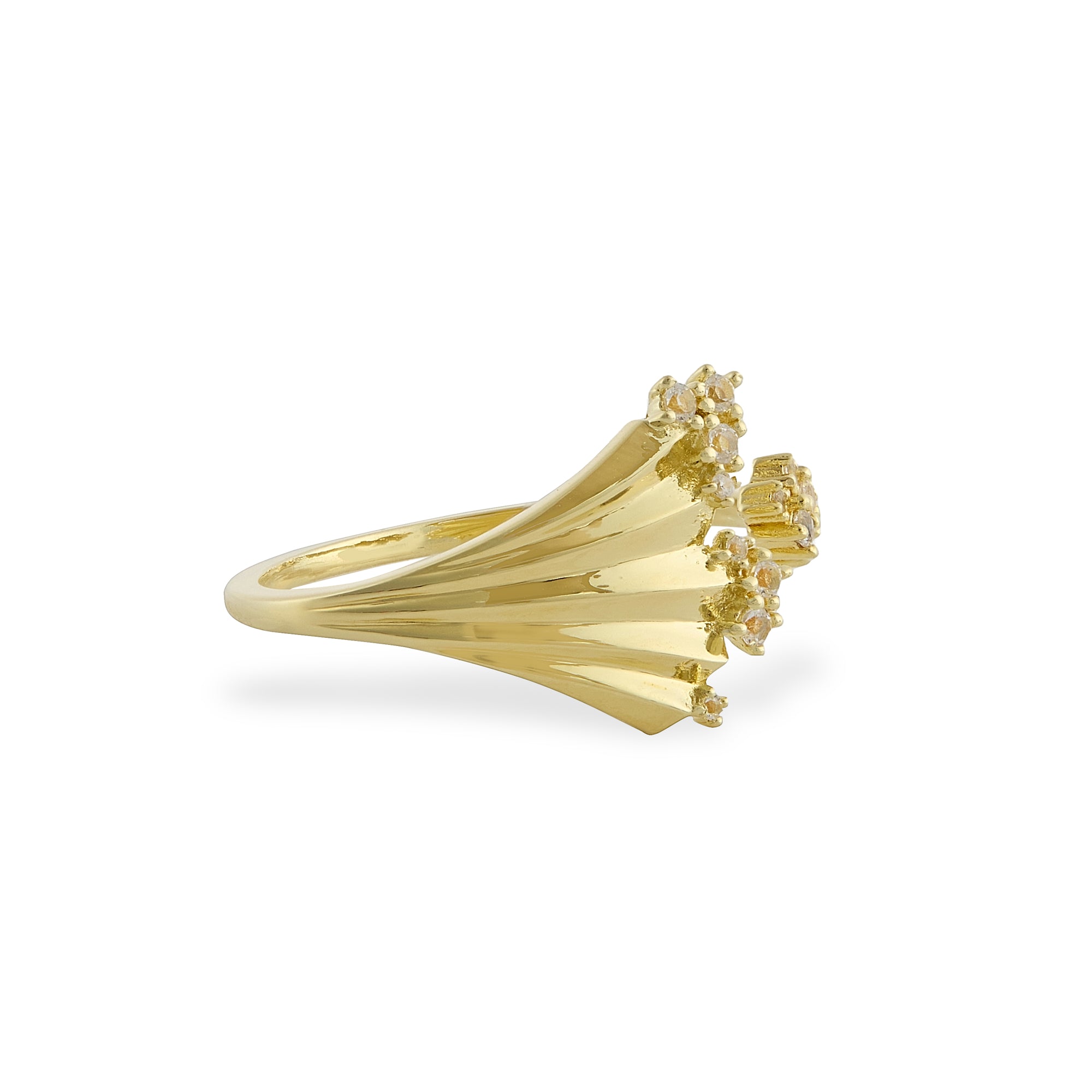 Folded Pleats Statement Ring - Gold