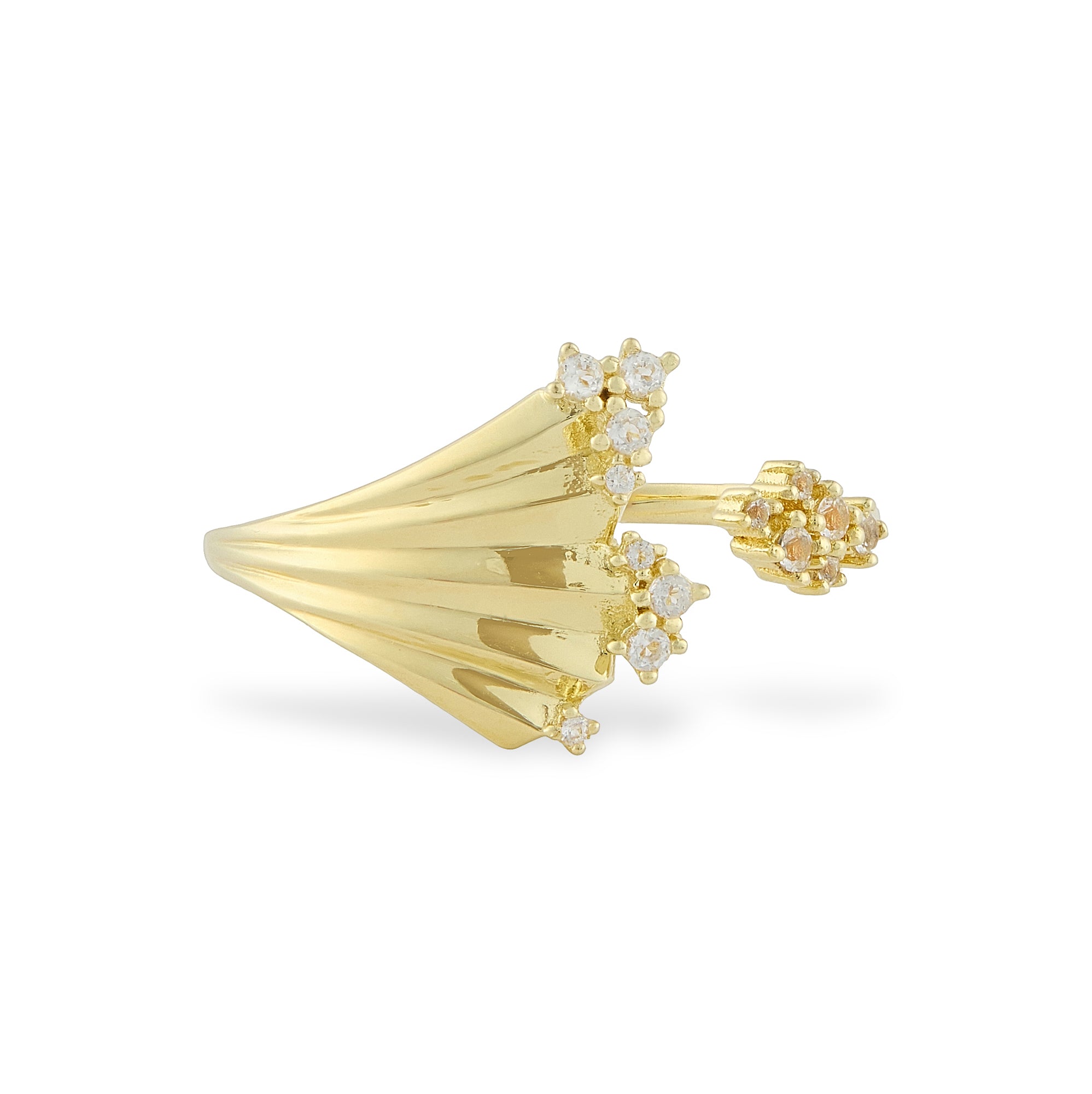 Folded Pleats Statement Ring - Gold