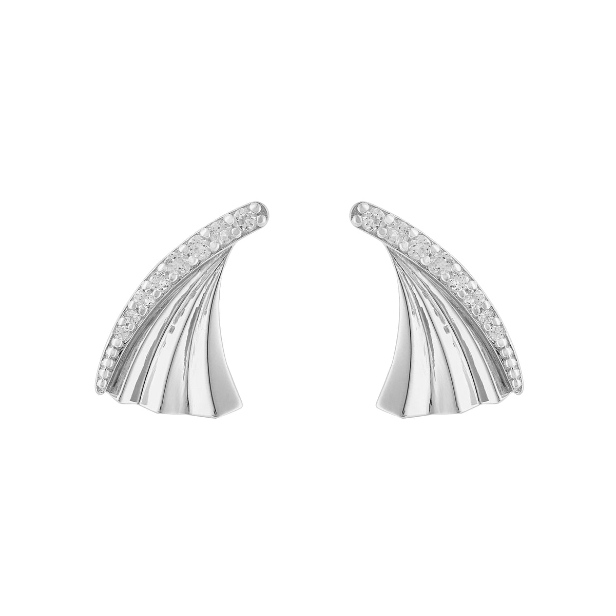 Folded Pleats Two-way Earrings - Silver