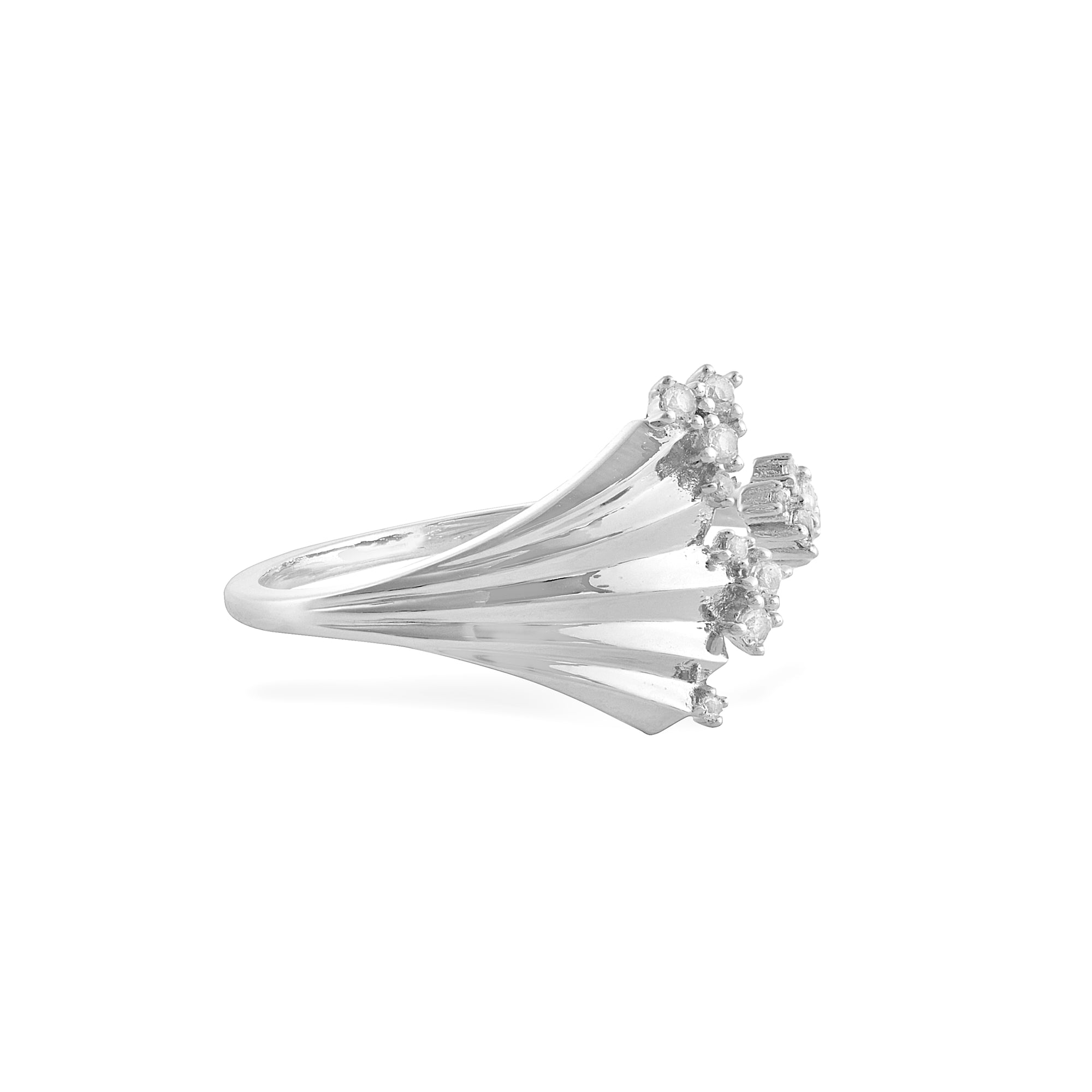 Folded Pleats Statement Ring - Silver