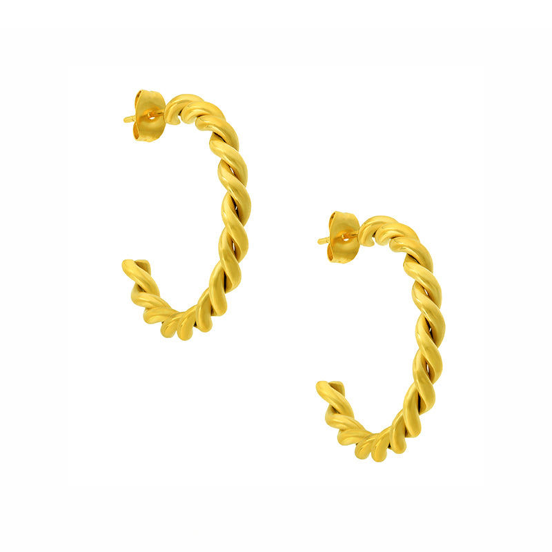 Gold twist hoop on sale earrings