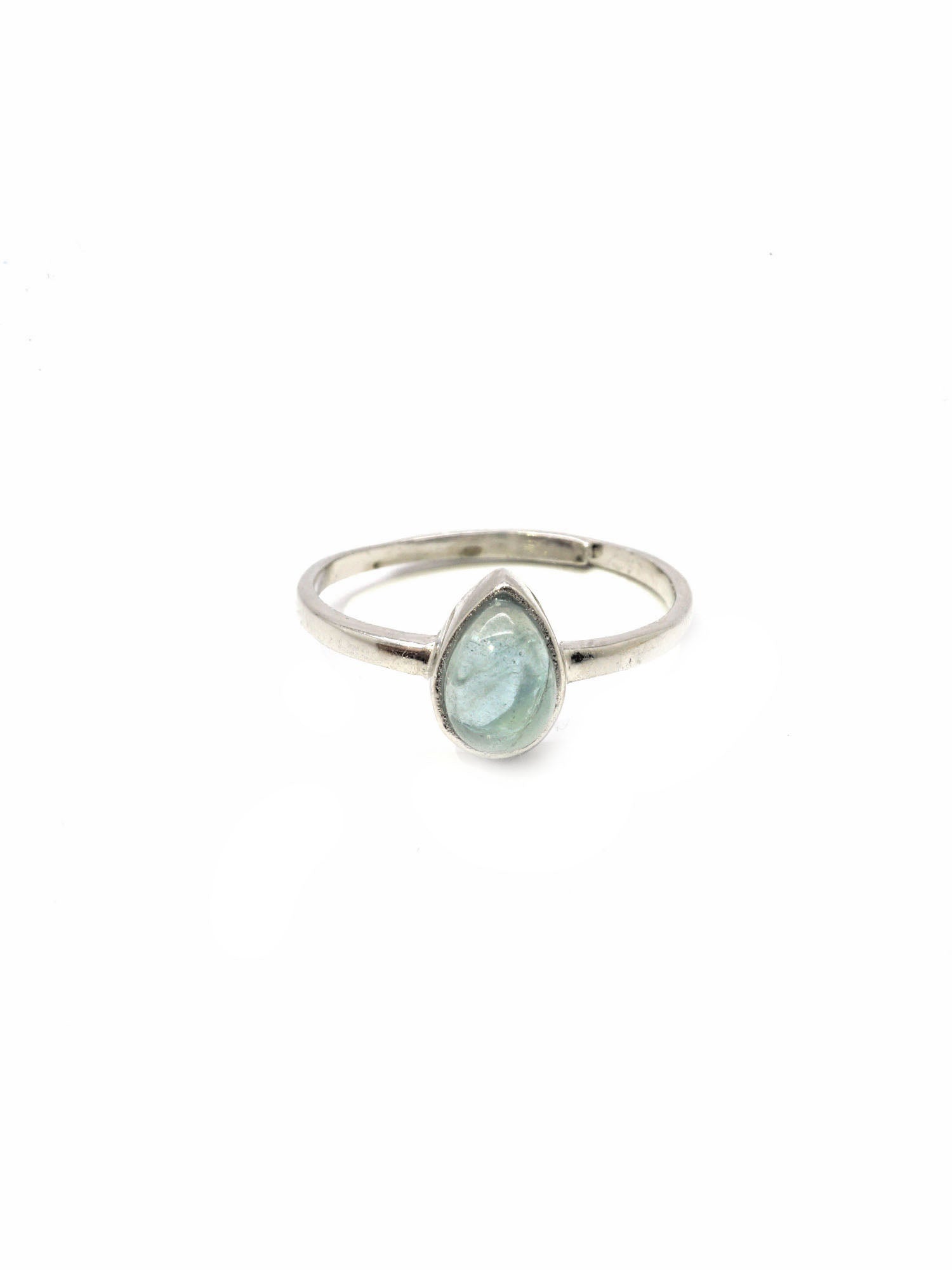 Dew Drop Ring - Rhodium - Aquamarine