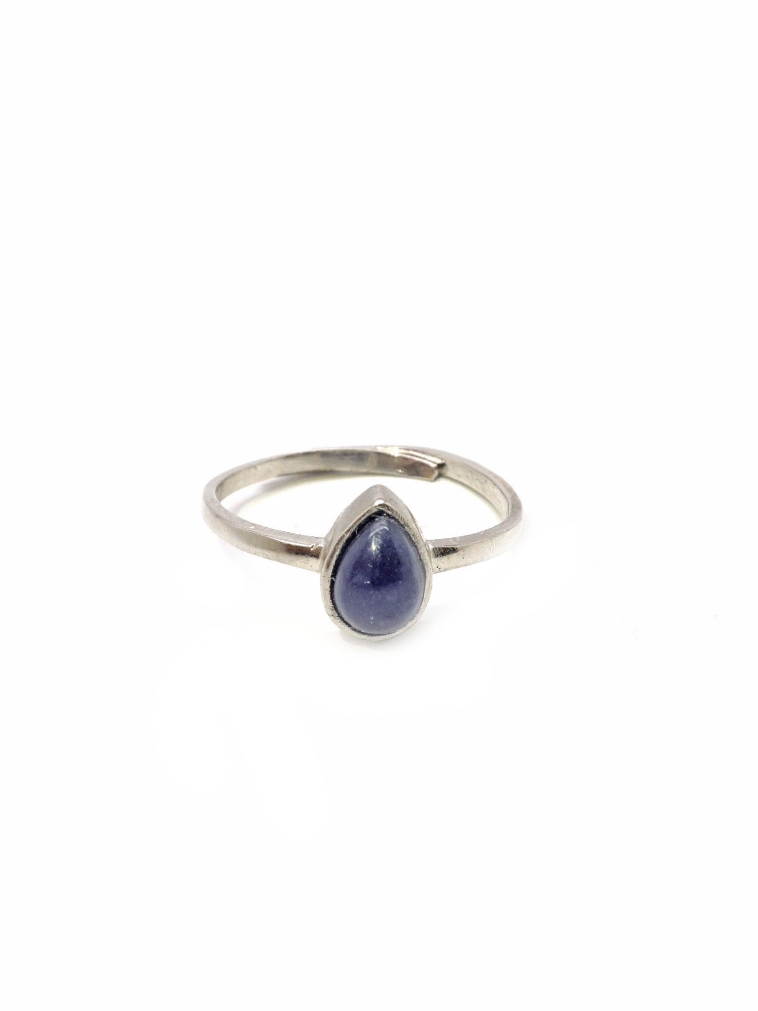 Dew Drop Ring - Rhodium - Blue Sapphire