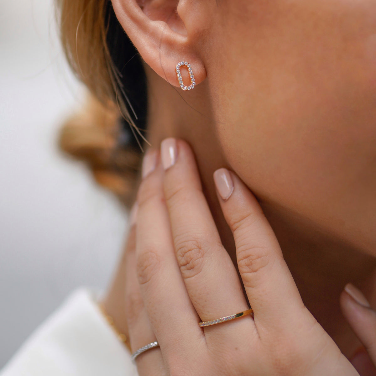 Basic Oblong Paved Earrings