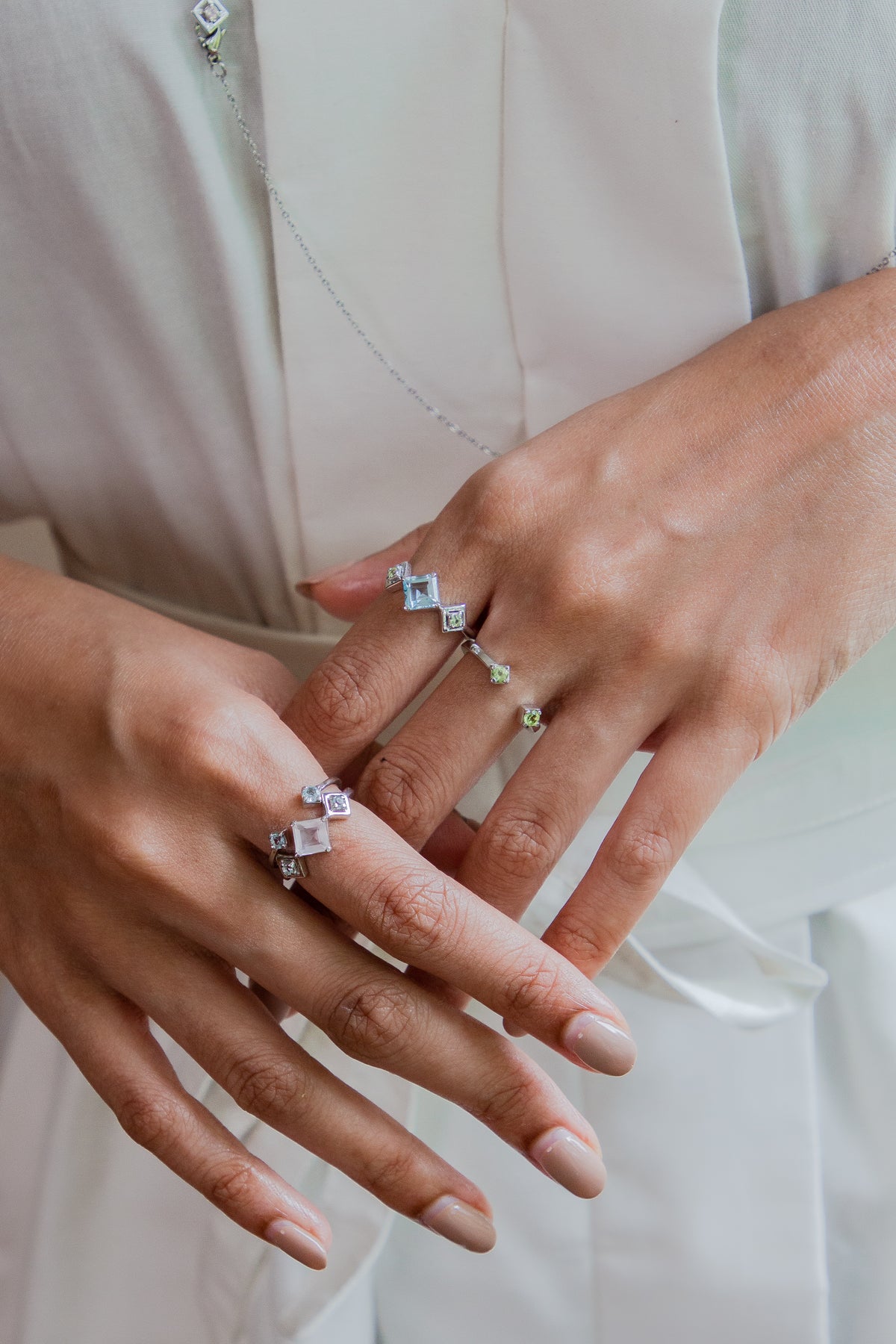 Reconceptions Stackable Ring - Rhodium - Blue