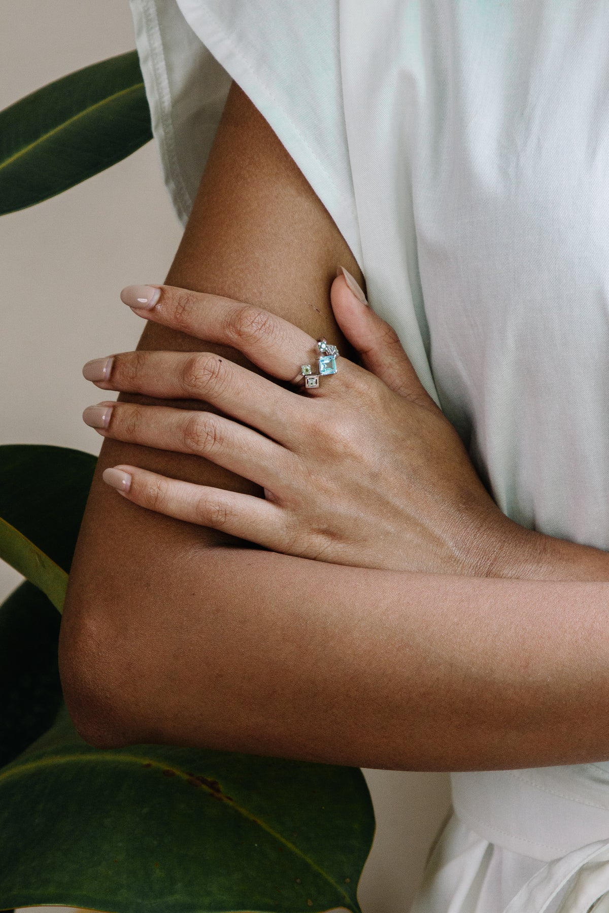 Reconceptions Stackable Ring - Rhodium - Blue