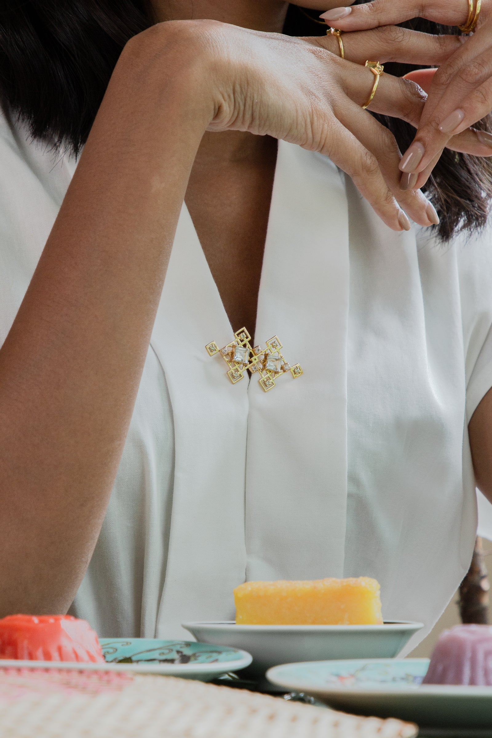 Reconceptions Brooch - Gold - Green