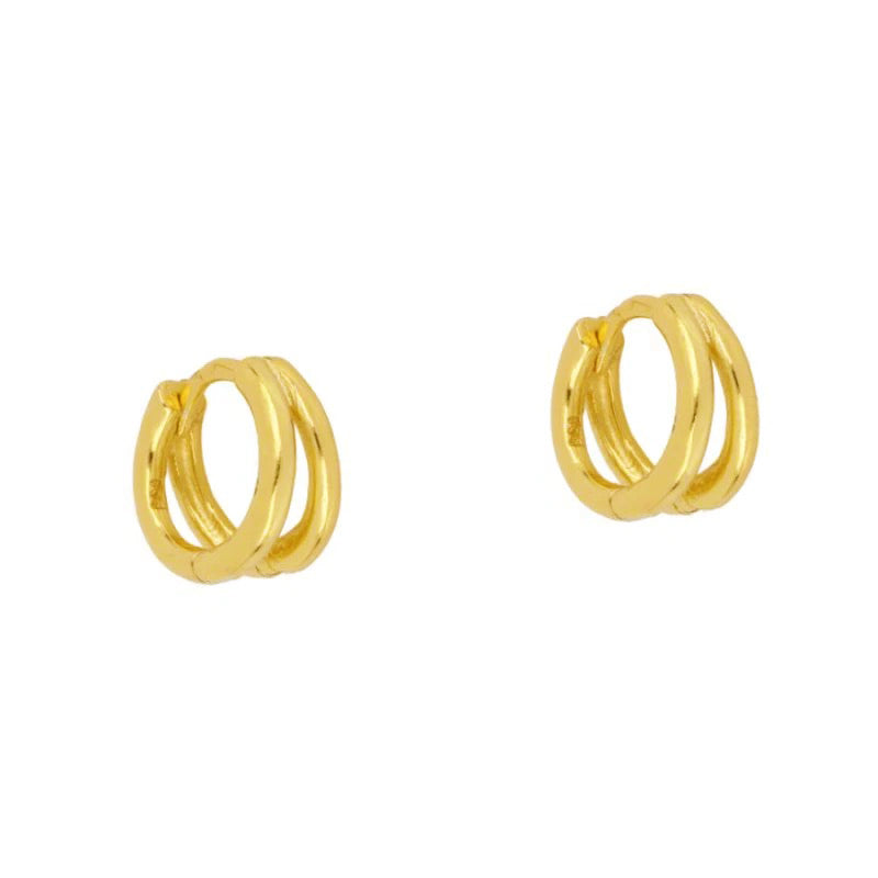 Basic Double Hoop Ear Huggies - Gold