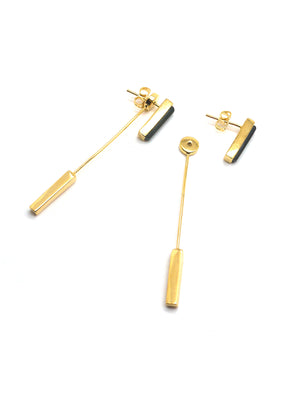 Linear Earrings - Gold - Onyx