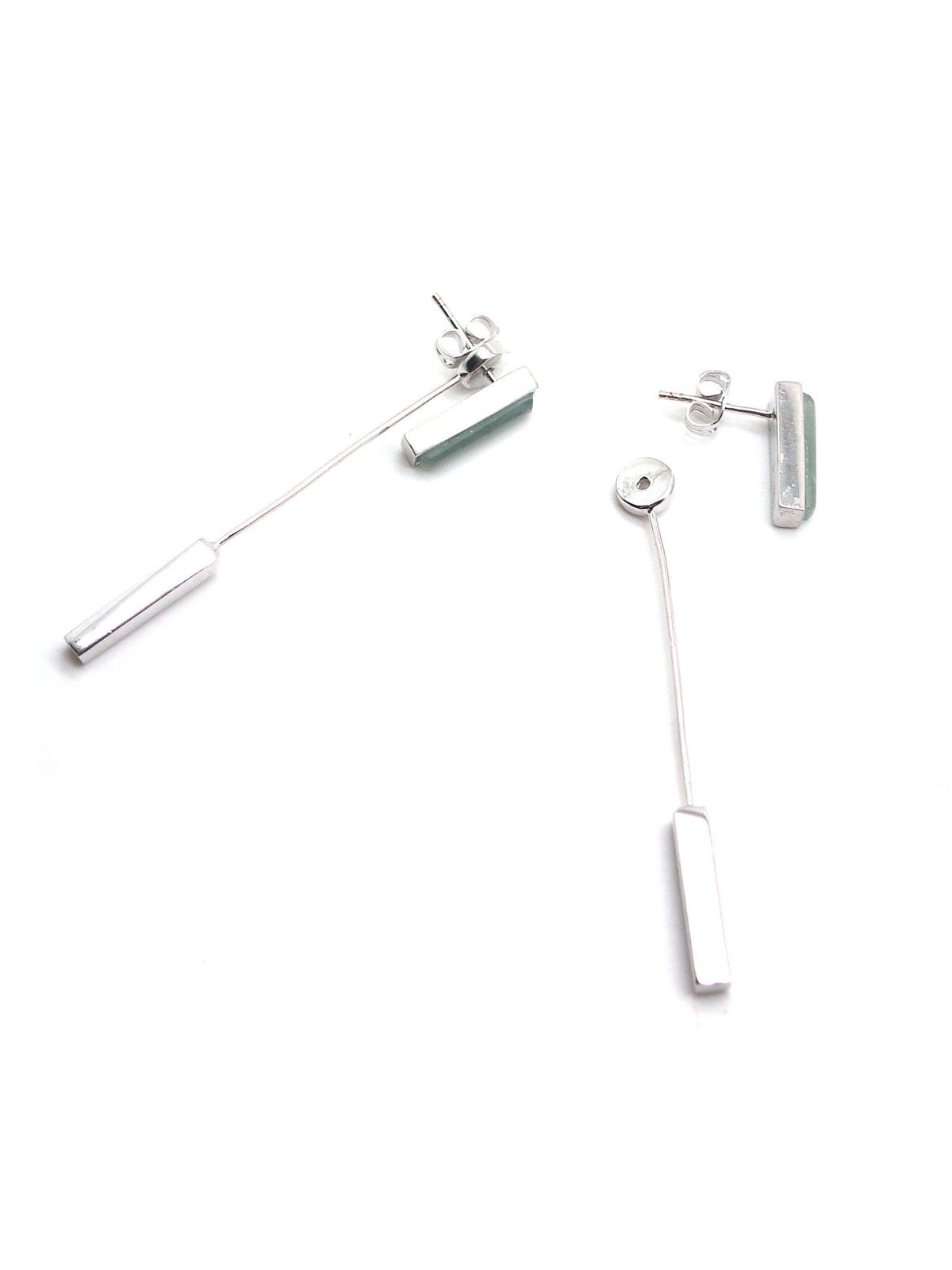 Linear Earrings - Rhodium - Aquamarine