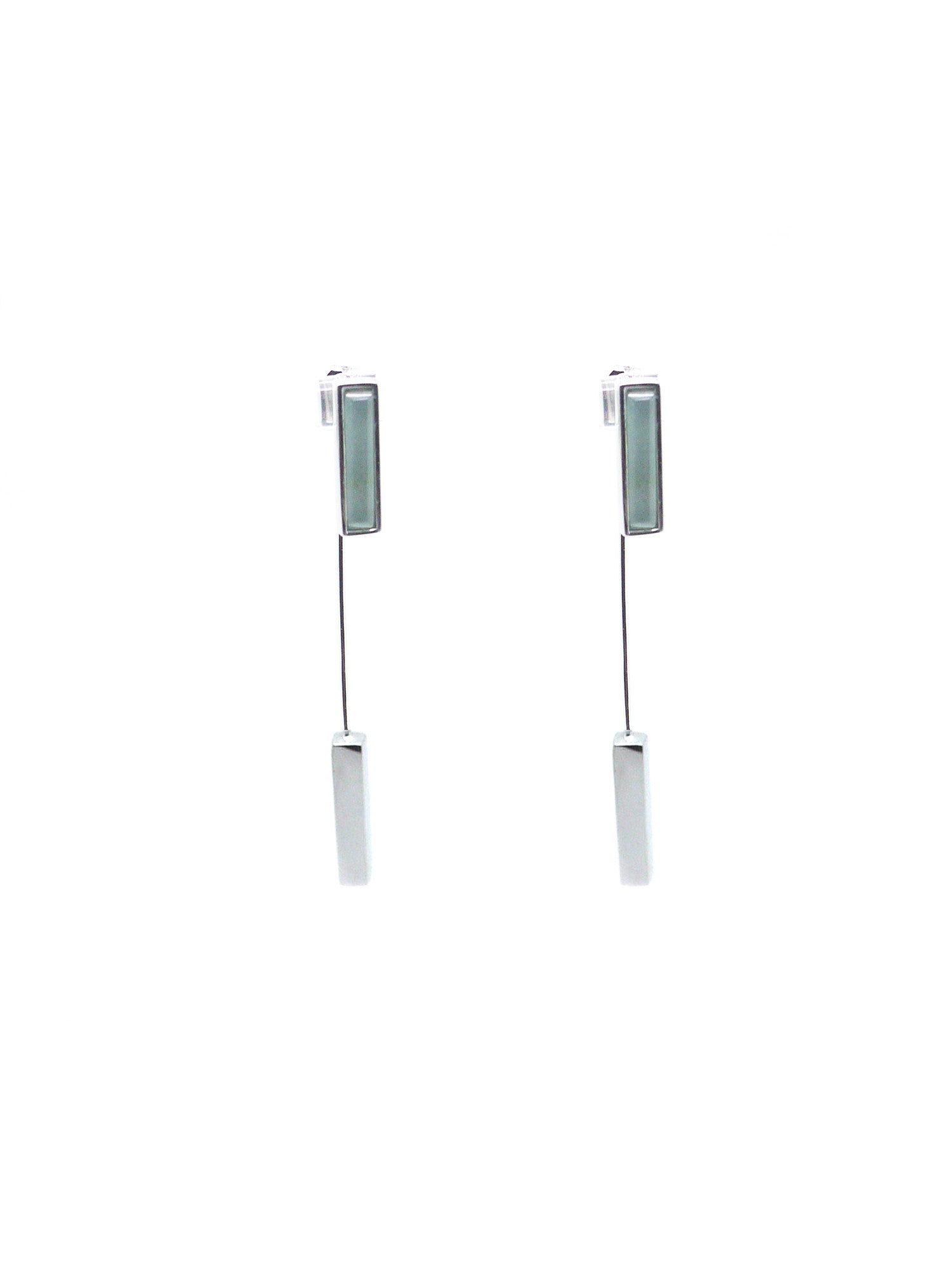 Linear Earrings - Rhodium - Aquamarine