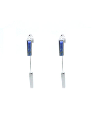 Linear Earrings - Rhodium - Lapis Lazuli