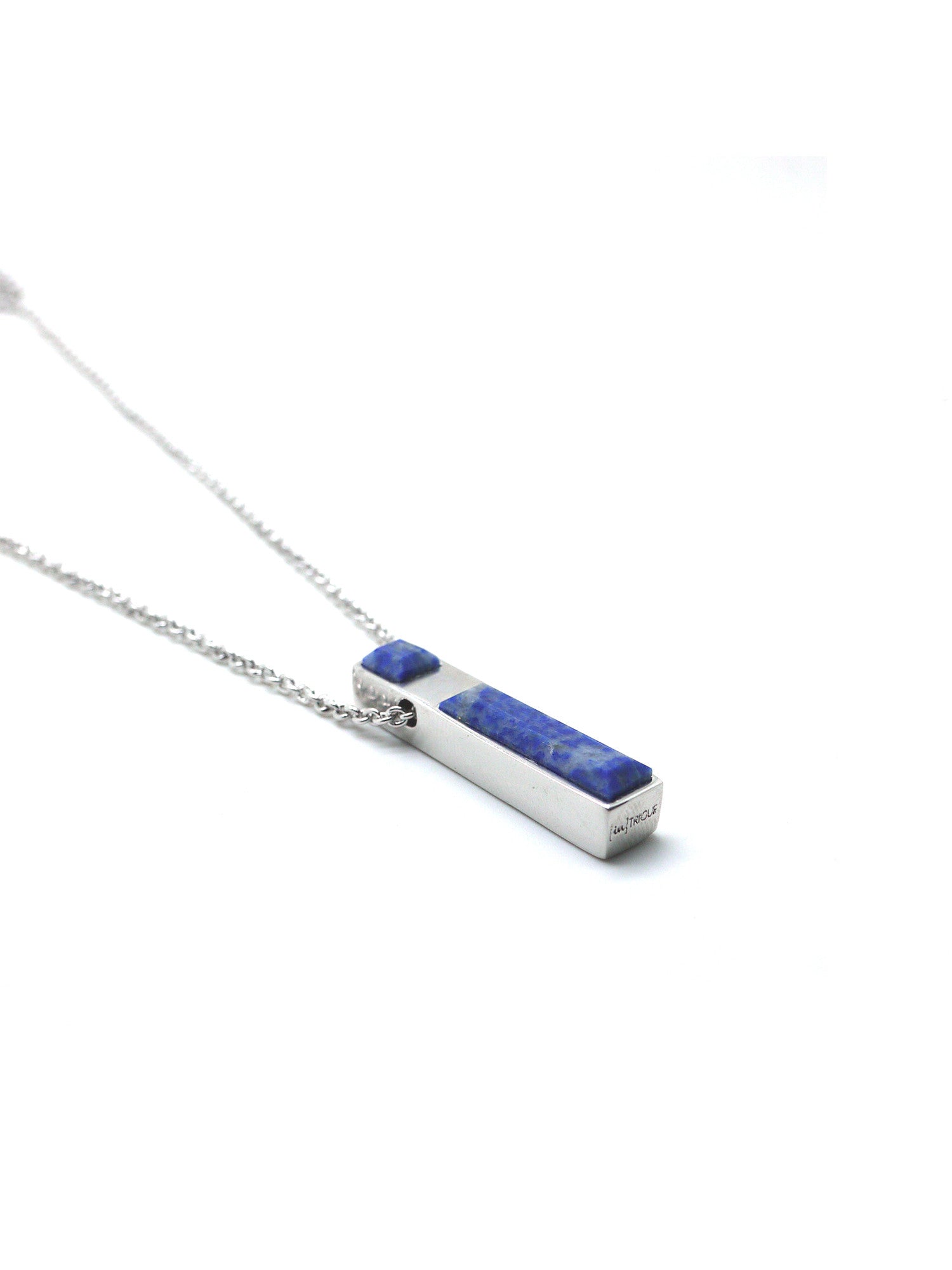 Linear Necklace - Rhodium - Lapis Lazuli