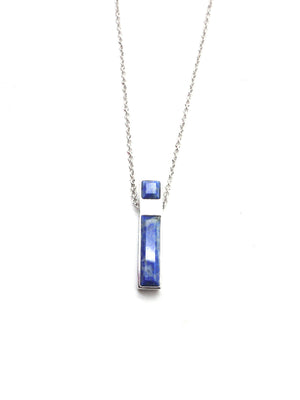 Linear Necklace - Rhodium - Lapis Lazuli