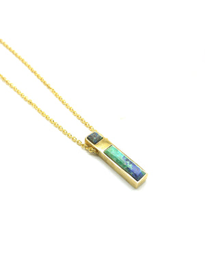 Linear Necklace - Gold - Azurite Malachite
