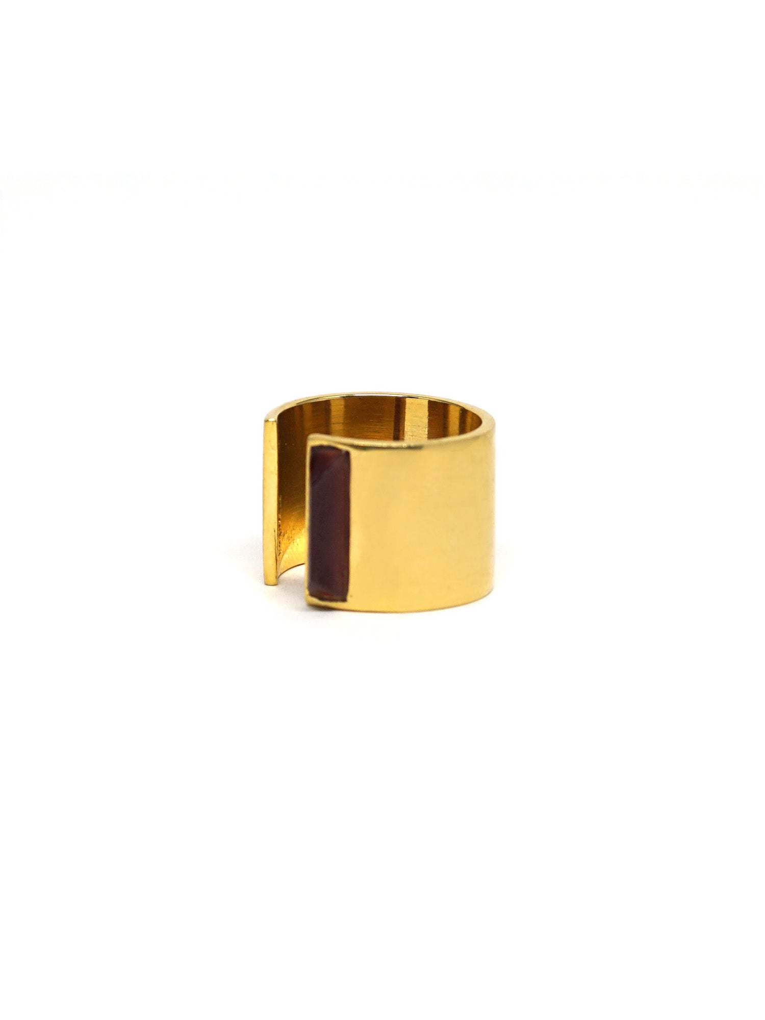 Linear Edge Ring - Gold - Garnet