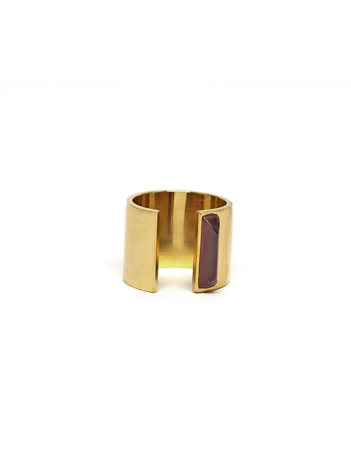 Linear Edge Ring - Gold - Garnet