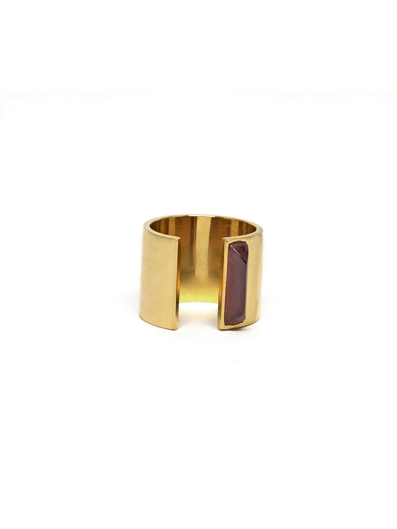 Linear Edge Ring - Gold - Garnet