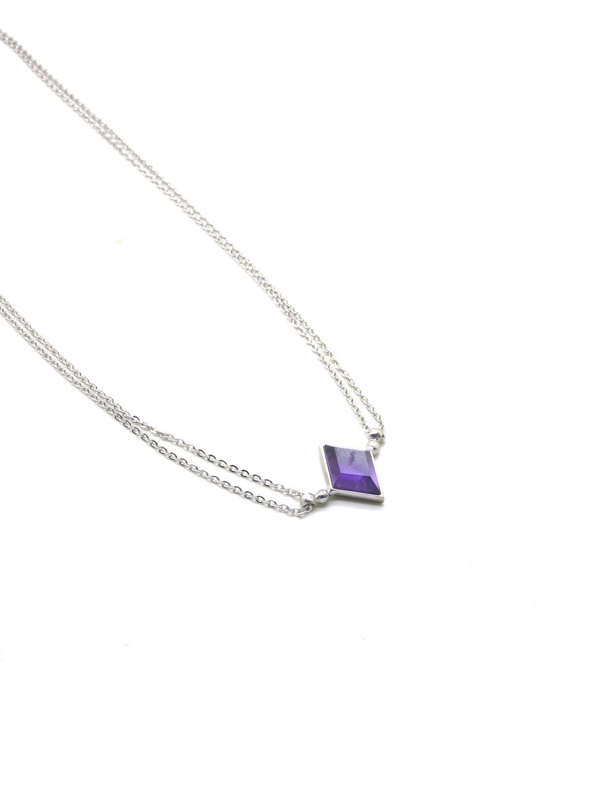 Euclidean Necklace - Rhodium - Amethyst