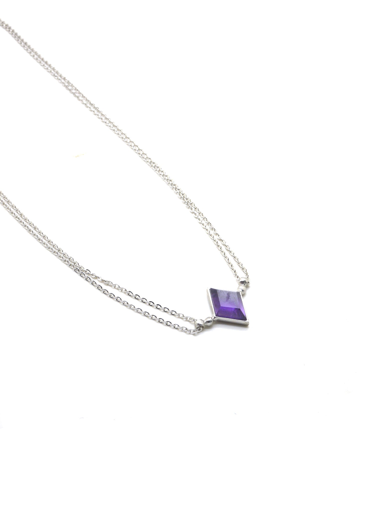 Euclidean Necklace - Rhodium - Amethyst