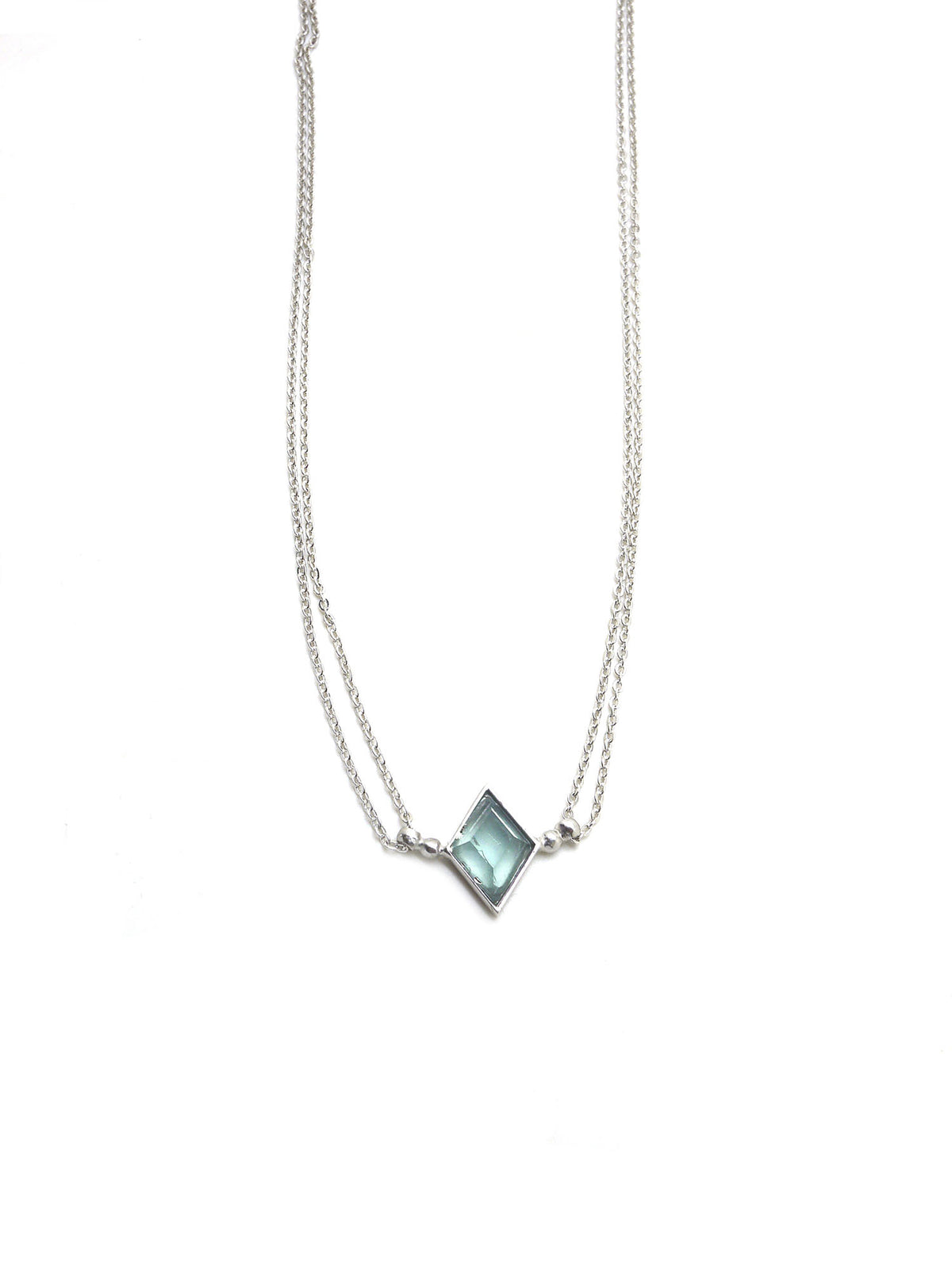 Euclidean Necklace - Rhodium - Aquamarine