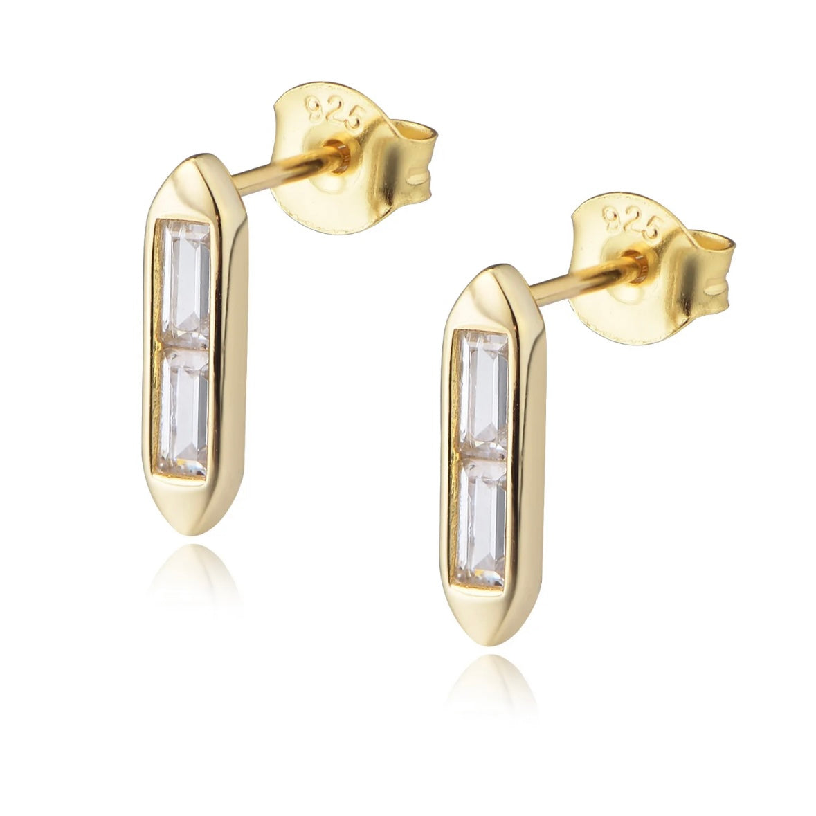 Basic Linear Topaz Studs - Gold