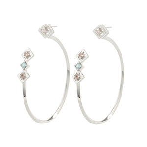 Reconceptions Two-Way Hoops - Rhodium - Pink