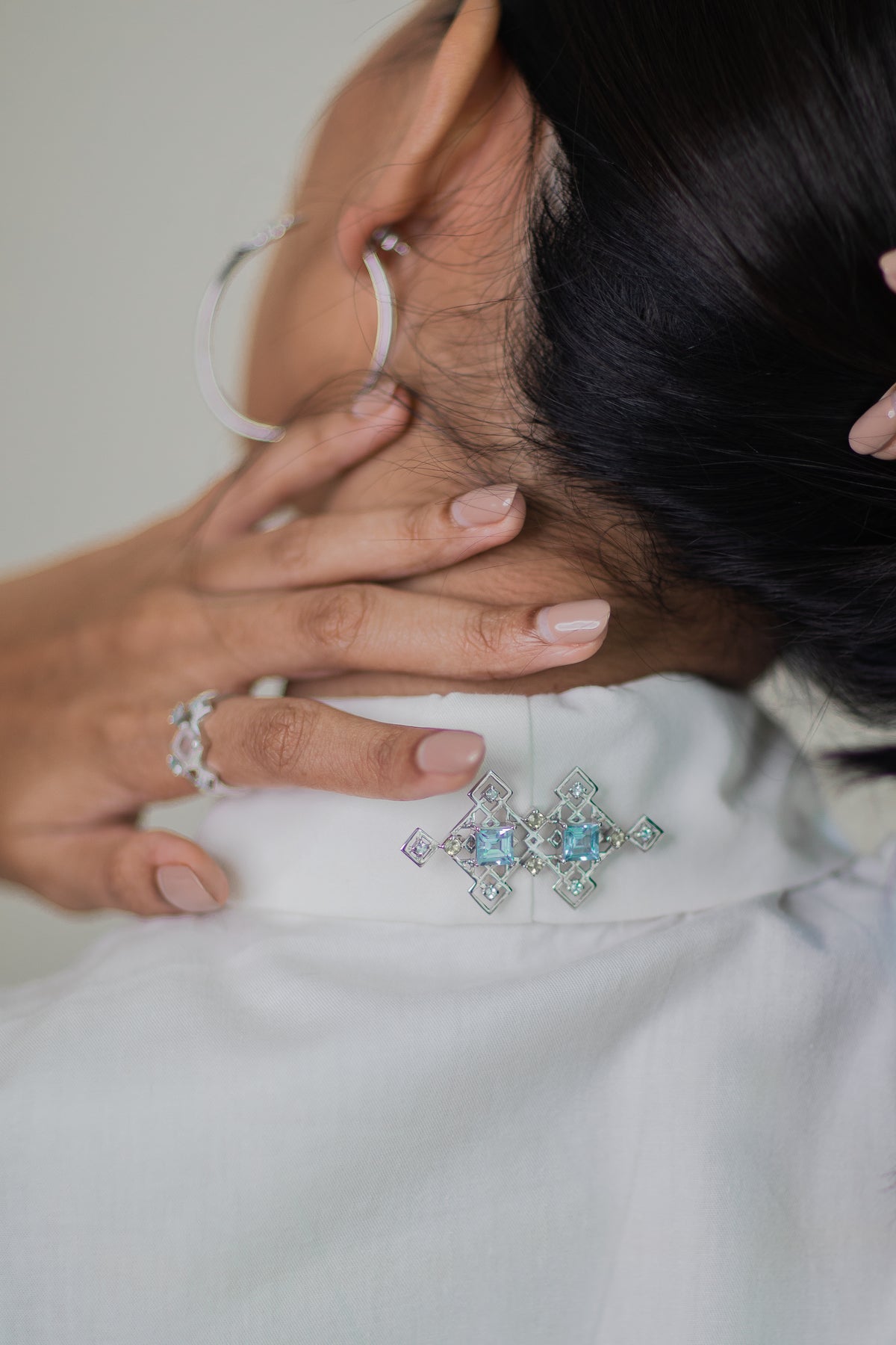 Reconceptions Brooch - Rhodium - Blue