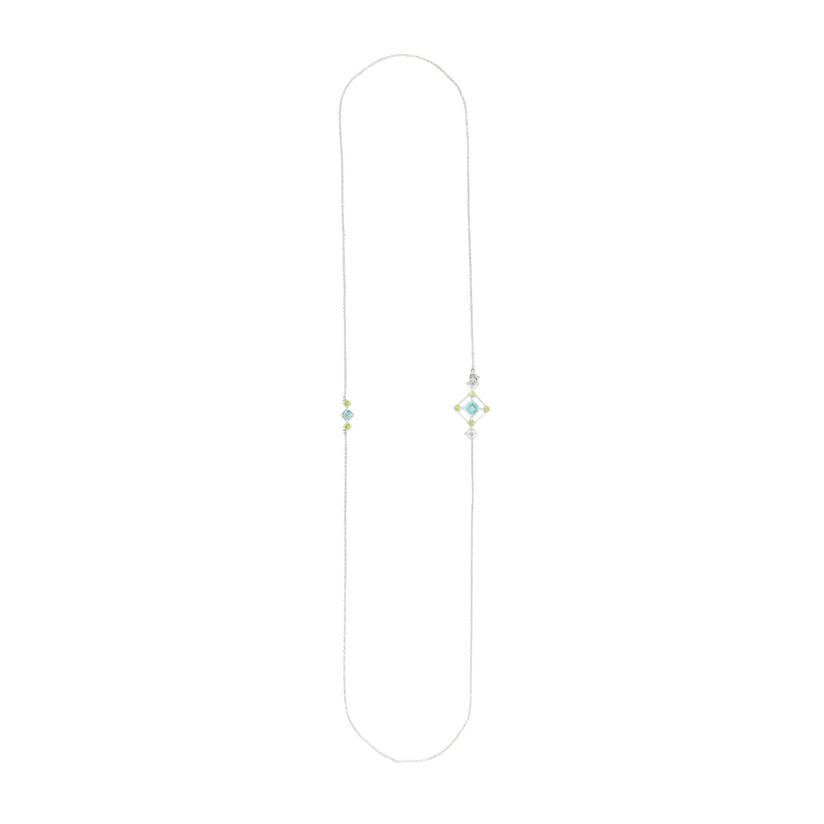 Reconceptions Long Necklace - Rhodium - Blue