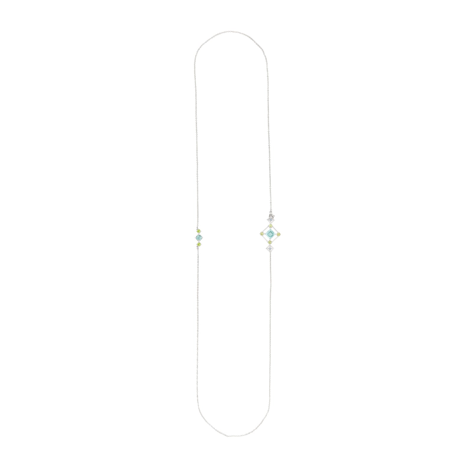 Reconceptions Long Necklace - Rhodium - Blue