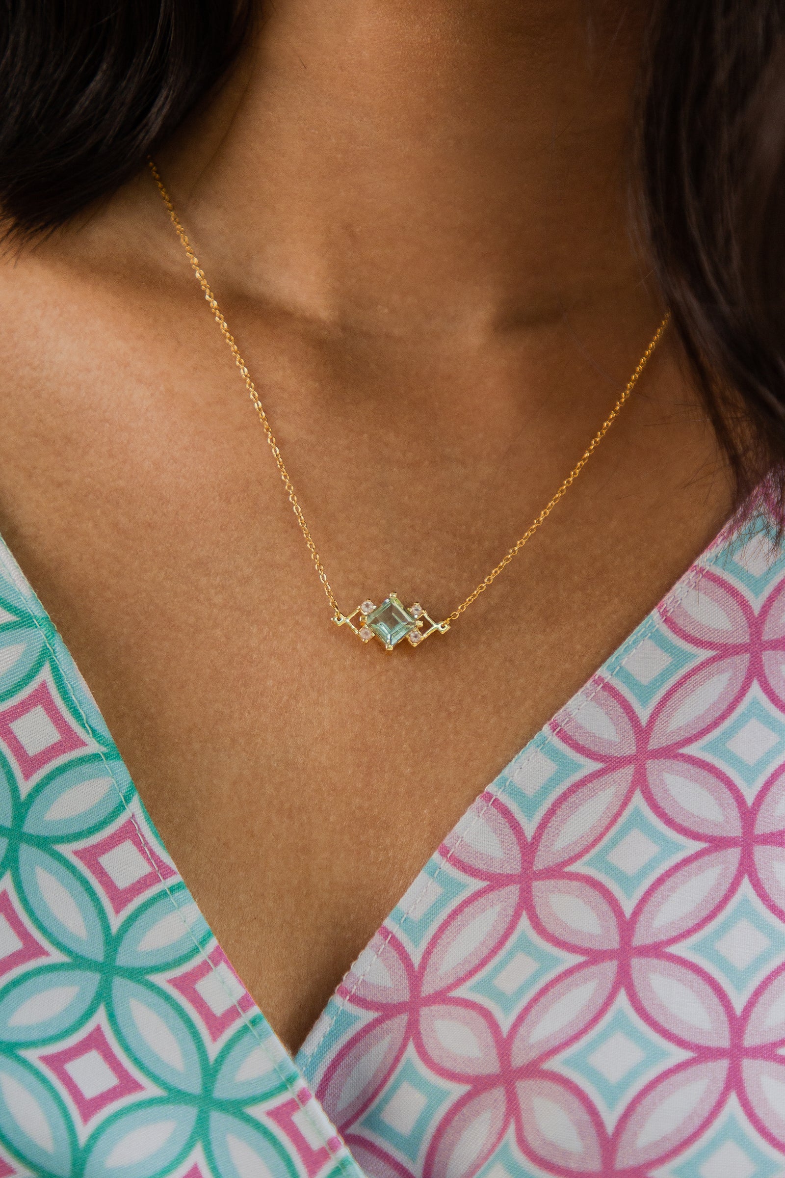 Reconceptions Petite Necklace - Gold - Green