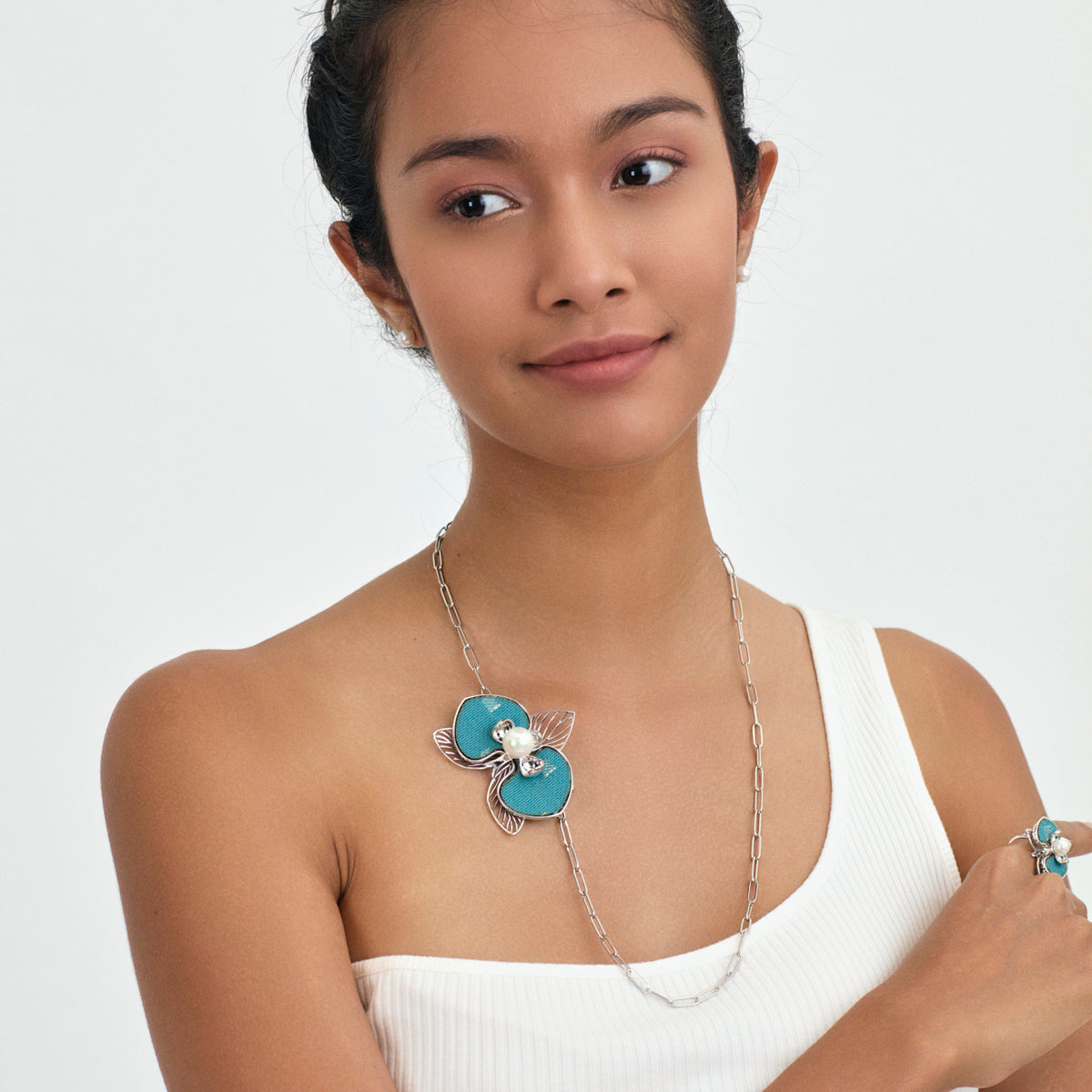 [IN]TRIGUE X SIA Bloom Brooch / Necklace Set - Rhodium