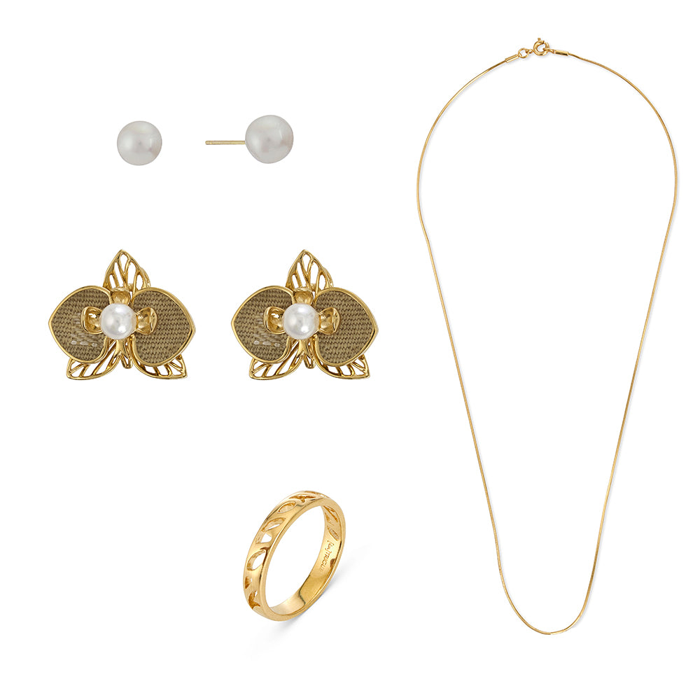 [IN]TRIGUE X SIA BLOOM EARRINGS / NECKLACE / RING SET -GOLD