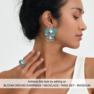 [IN]TRIGUE X SIA BLOOM EARRINGS/ NECKLACE/ RING SET-RHODIUM